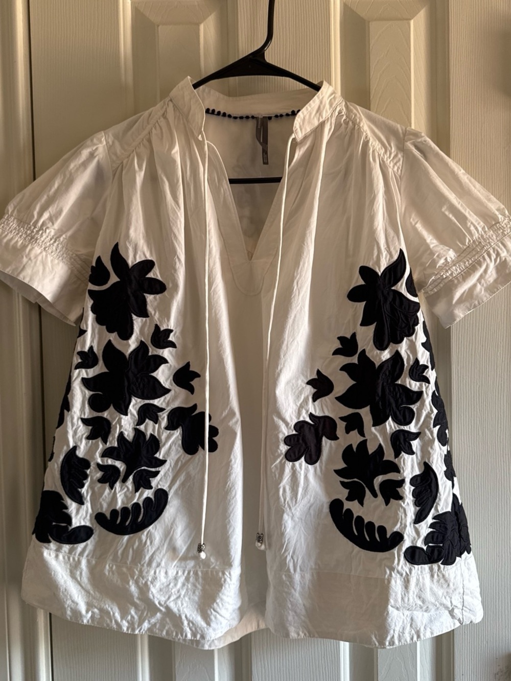 Anthropologie Puff-Sleeve Embroidered Swing Blouse - Picture 5 of 8